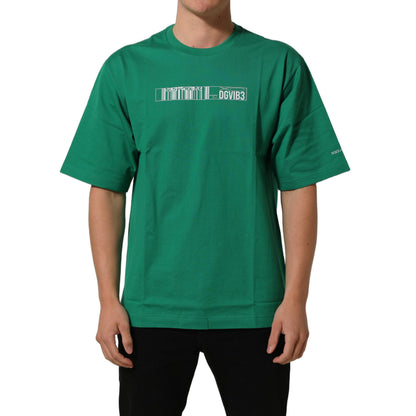 Dolce & Gabbana Green Cotton DGVIB3 Print Crew Neck T-shirt