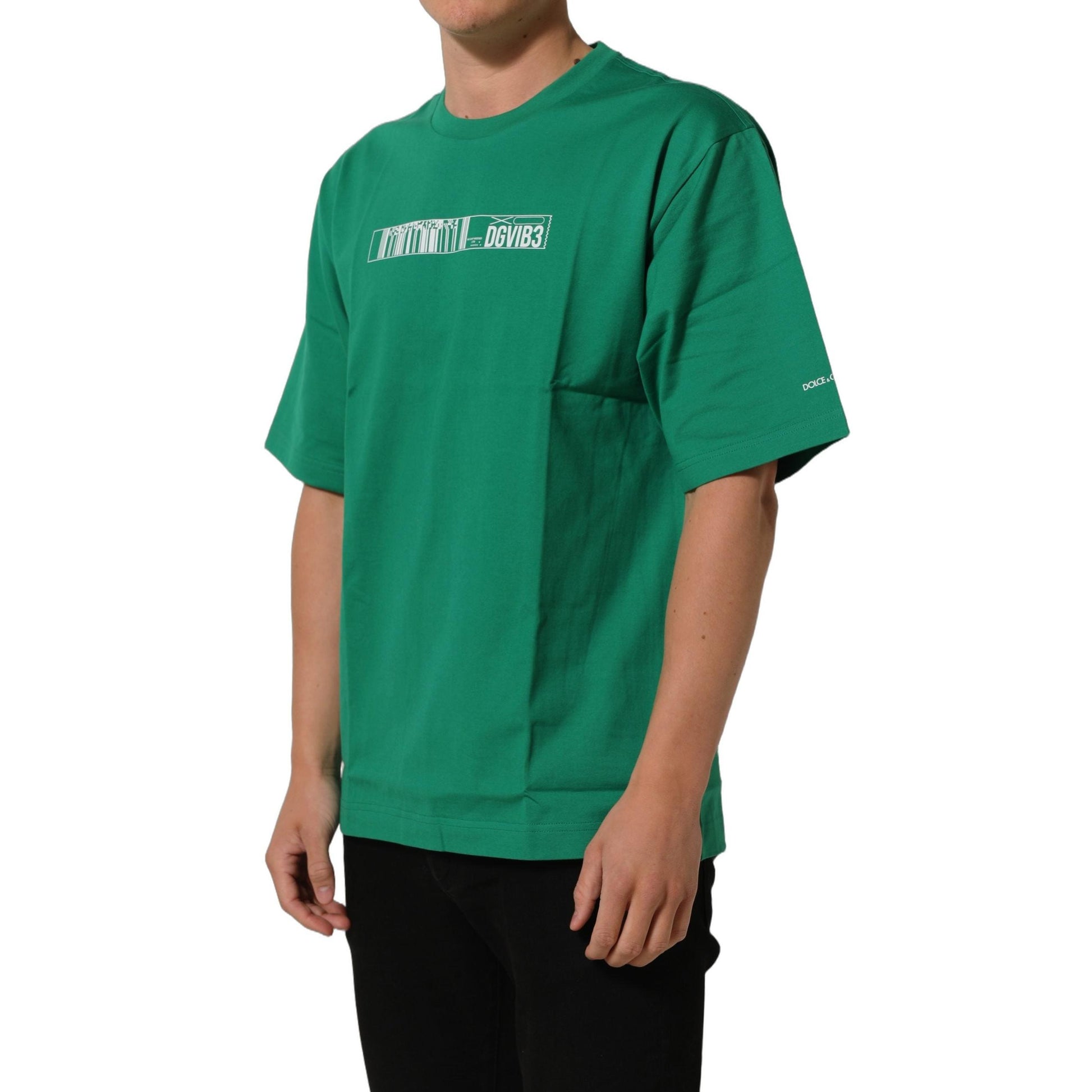 Dolce & Gabbana Green Cotton DGVIB3 Print Crew Neck T-shirt