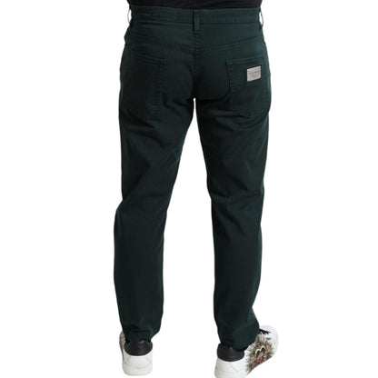 Dolce & Gabbana Green Cotton Stretch Skinny Men Denim Jeans