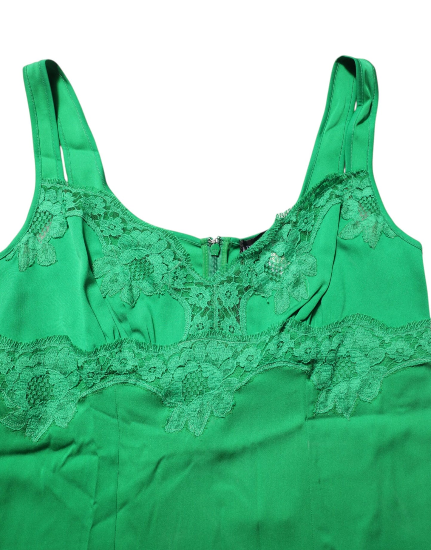 Dolce & Gabbana Green Floral Lace Tank Lingerie Top Underwear