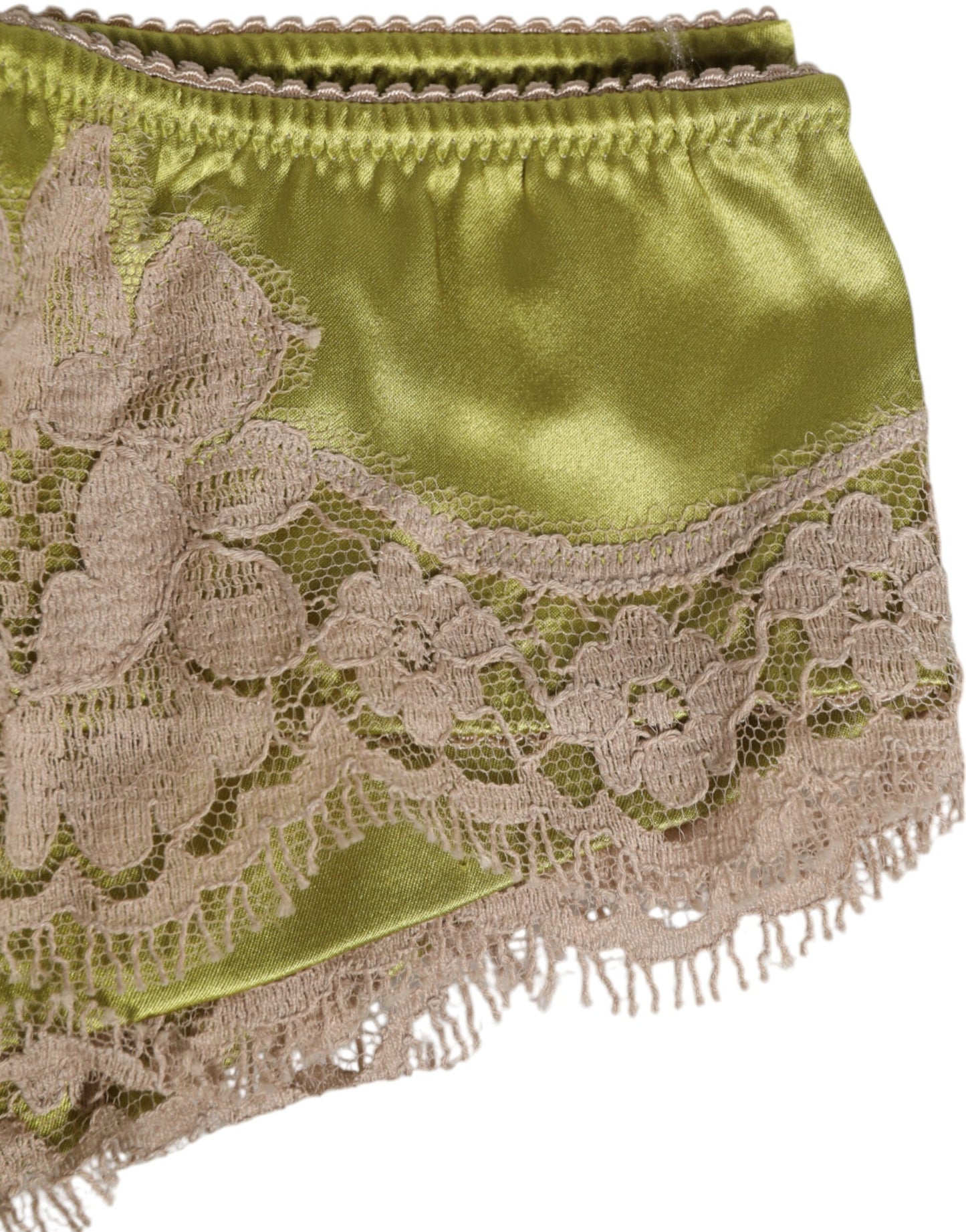 Dolce & Gabbana Green Silk Satin Lace Trim New Slip Underwear