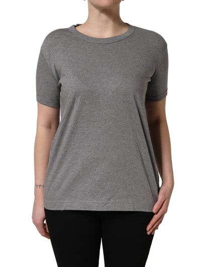 Dolce & Gabbana Grey Cotton Short Sleeves Crew Neck T-shirt