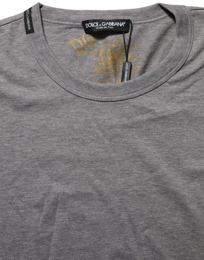 Dolce & Gabbana Grey Cotton Short Sleeves Crew Neck T-shirt