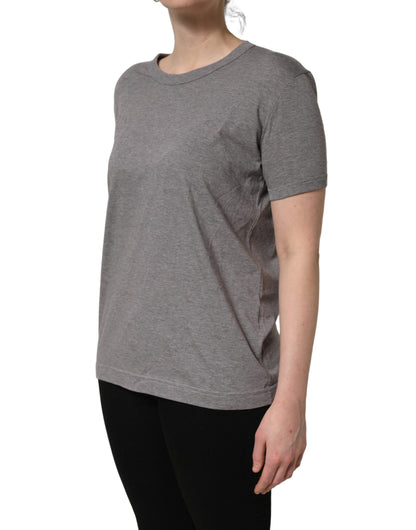 Dolce & Gabbana Grey Cotton Short Sleeves Crew Neck T-shirt
