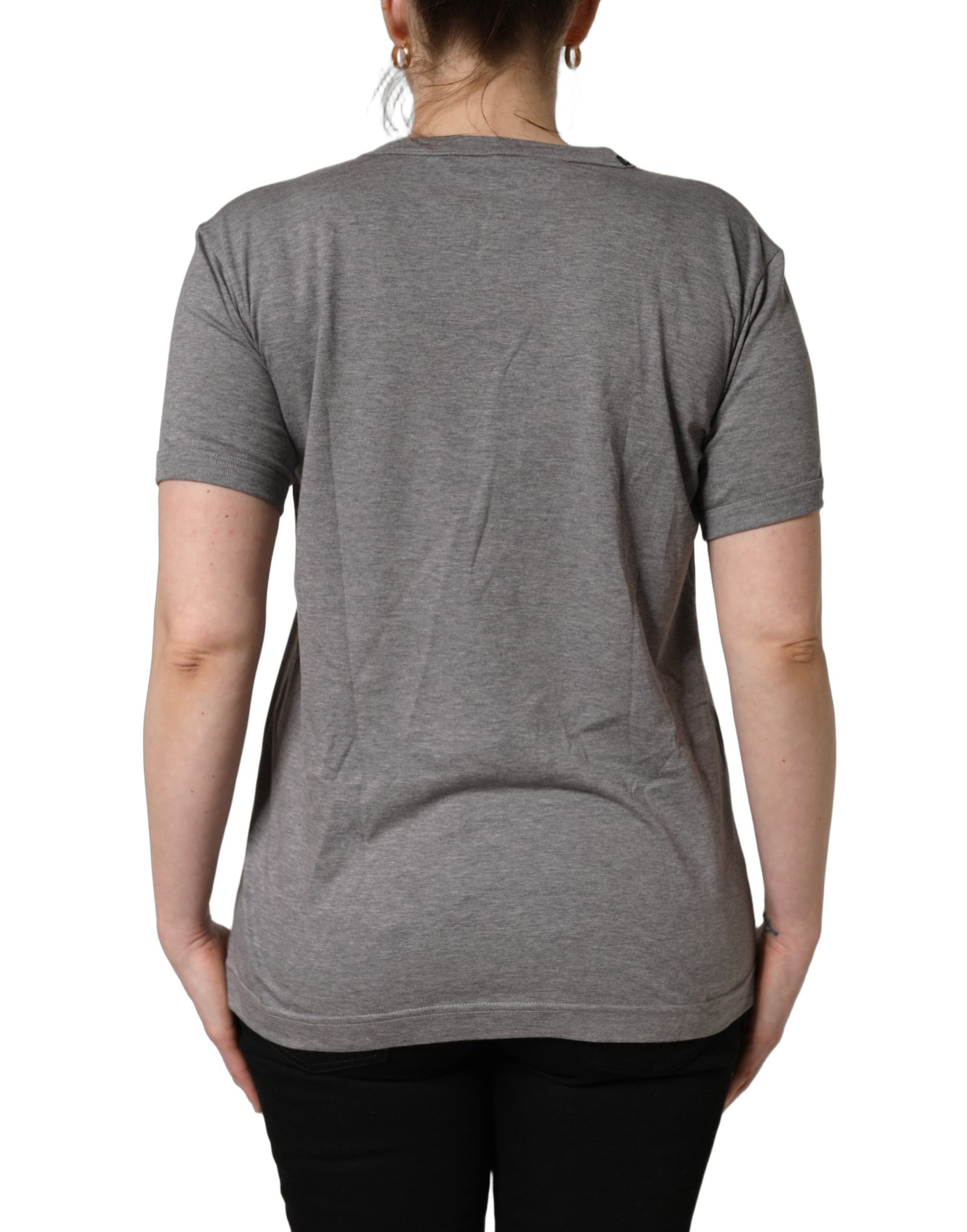 Dolce & Gabbana Grey Cotton Short Sleeves Crew Neck T-shirt