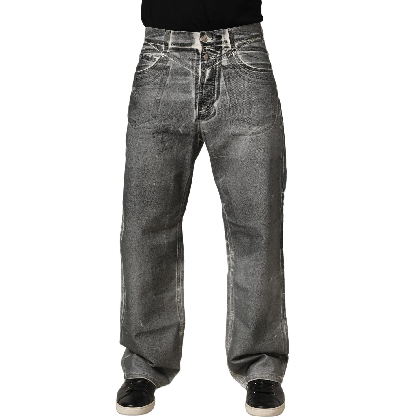 Dolce & Gabbana Grey Washed Mid Waist Straight Denim Jeans