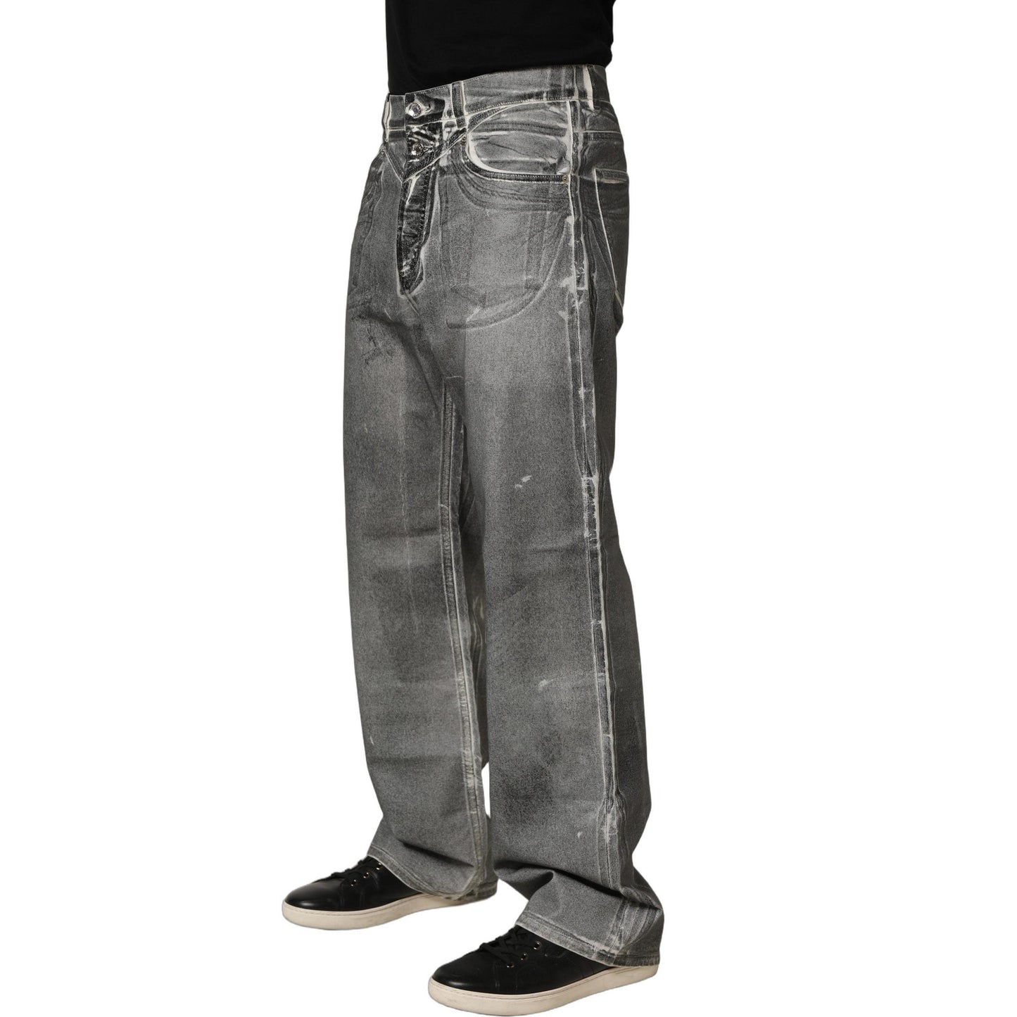 Dolce & Gabbana Grey Washed Mid Waist Straight Denim Jeans