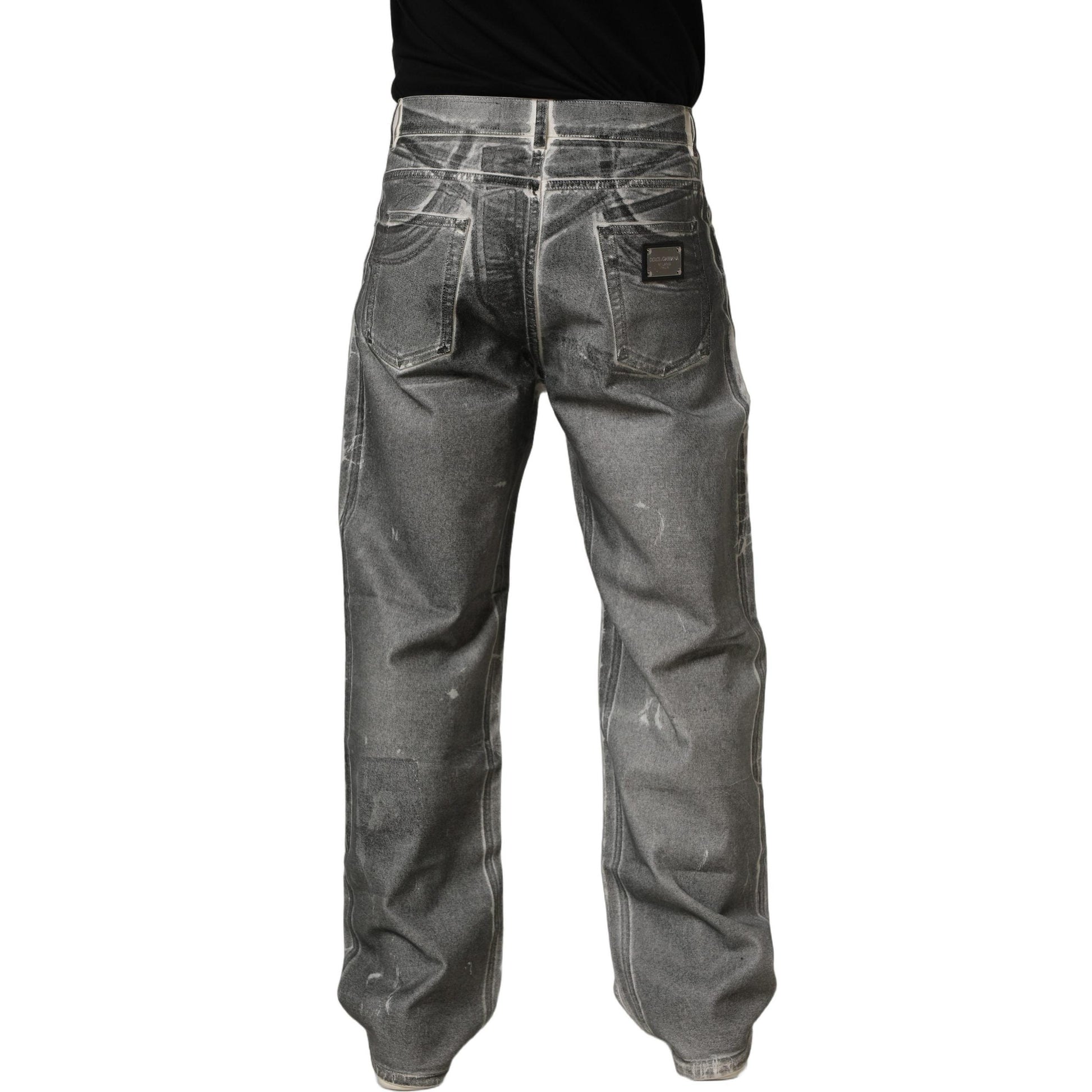 Dolce & Gabbana Grey Washed Mid Waist Straight Denim Jeans