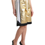 Dolce & Gabbana Guld Polyester Perforated High Waist Shorts-Modeoutlet