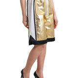 Dolce & Gabbana Guld Polyester Perforated High Waist Shorts-Modeoutlet