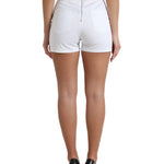 Dolce & Gabbana Hvid Front Lace High Waist Hot Bukser & Jeans Shorts-Modeoutlet