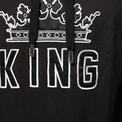 Dolce & Gabbana KING Black Orchid Floral Crown Logo Hoodie Sweater