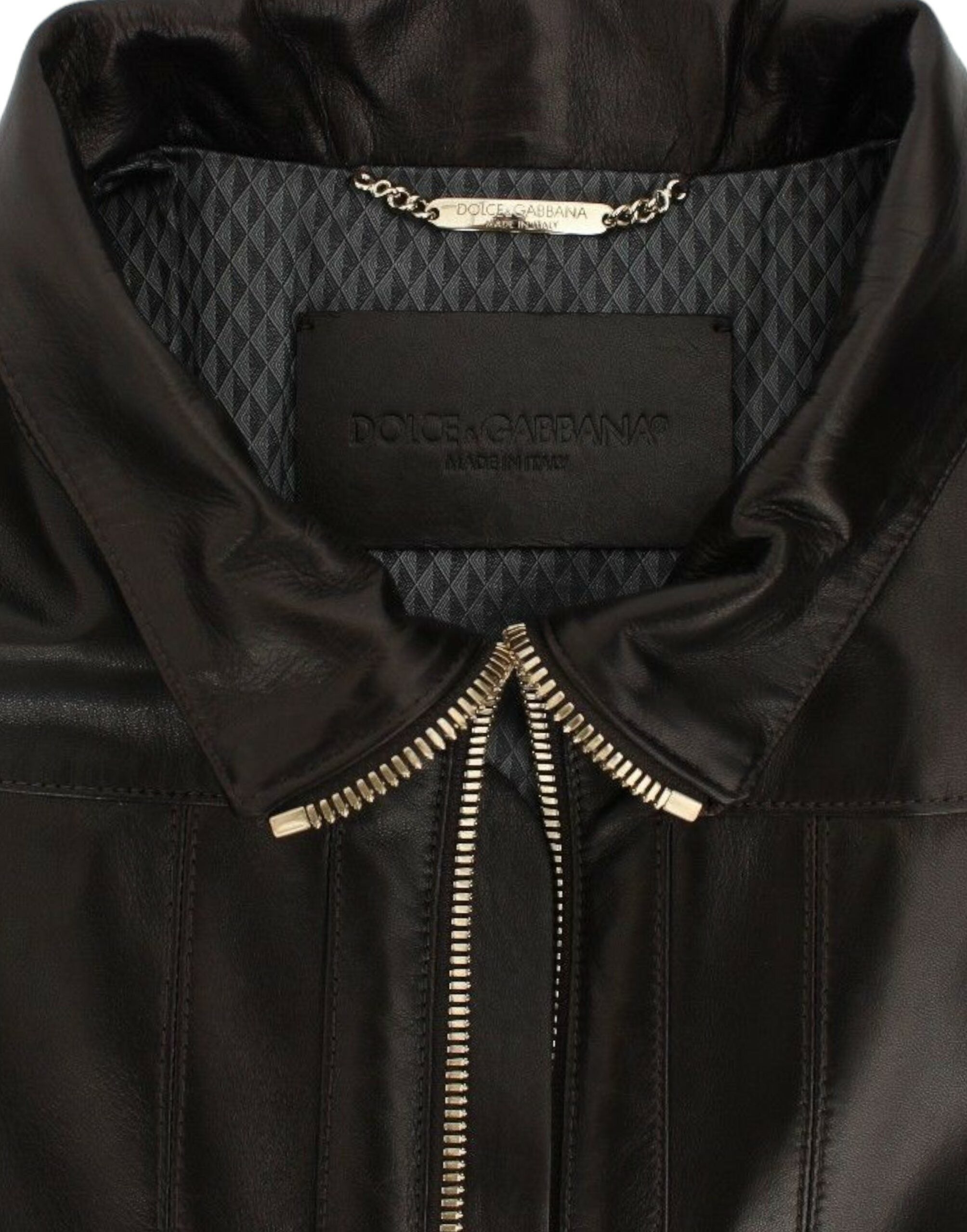 Dolce & Gabbana Lambskin Læder Zipper Jakke & Frakke-Modeoutlet