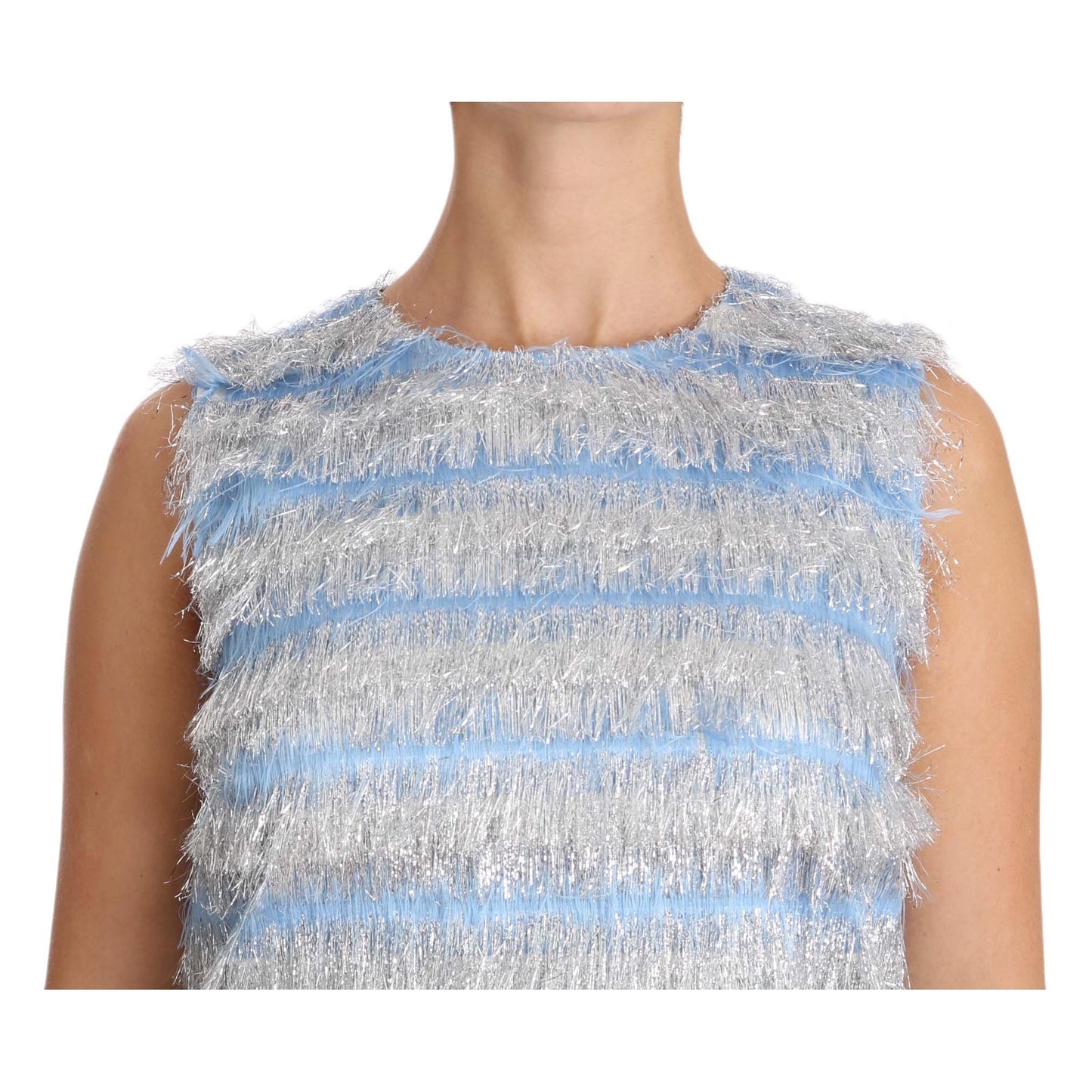 Dolce & Gabbana Light Blue Silver Shift Gown Dress