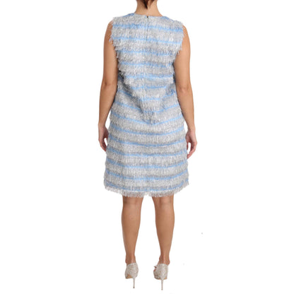 Dolce & Gabbana Light Blue Silver Shift Gown Dress