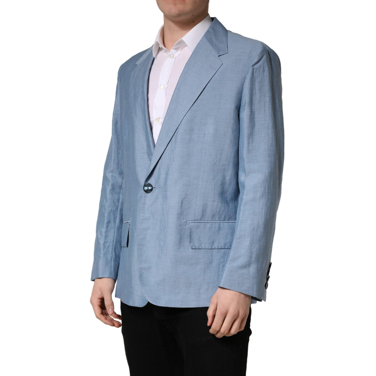 Dolce & Gabbana Light Blue Single Breasted Men Jacket Blazer