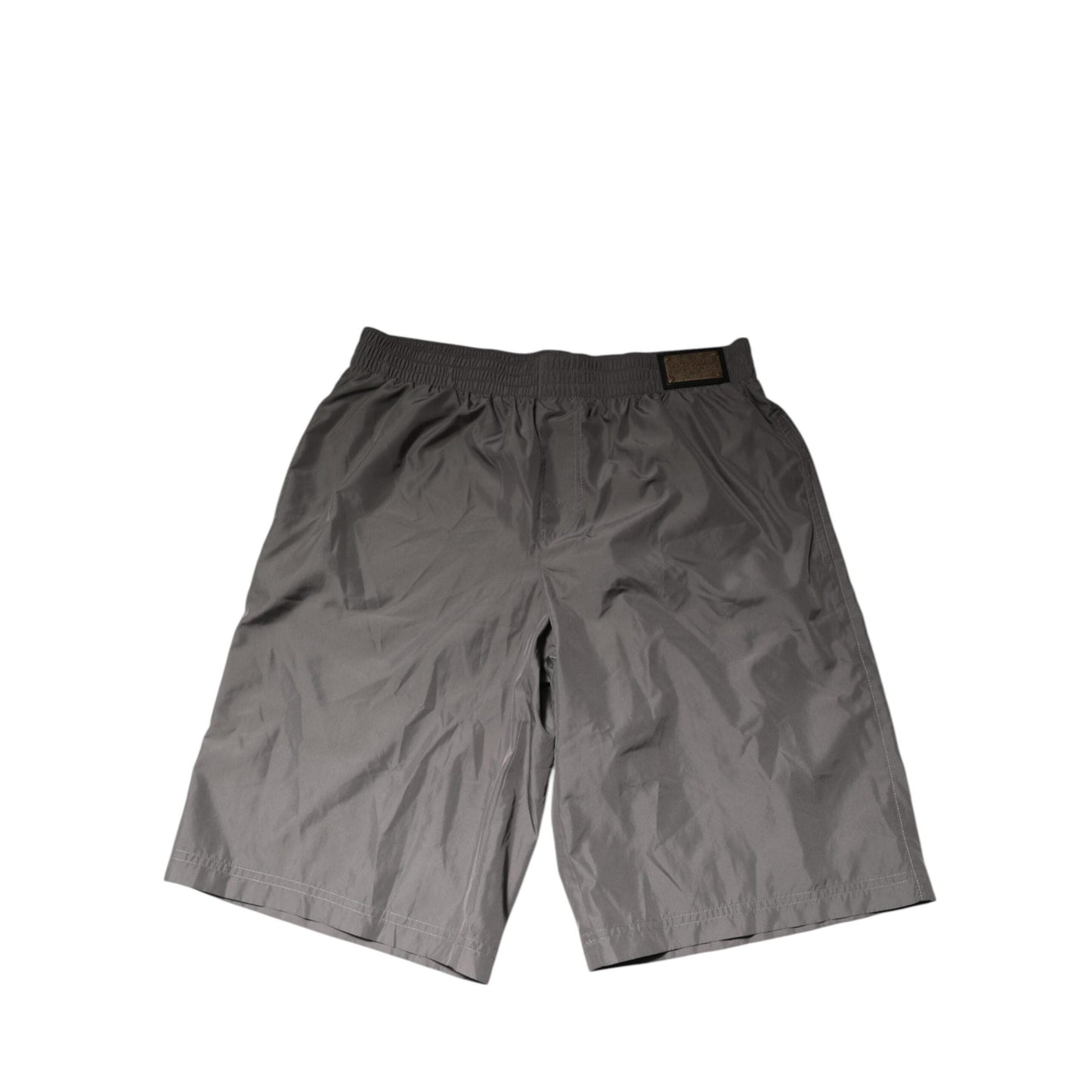 Dolce & Gabbana Light Gray Nylon Elastic Waist Shorts Swimwear