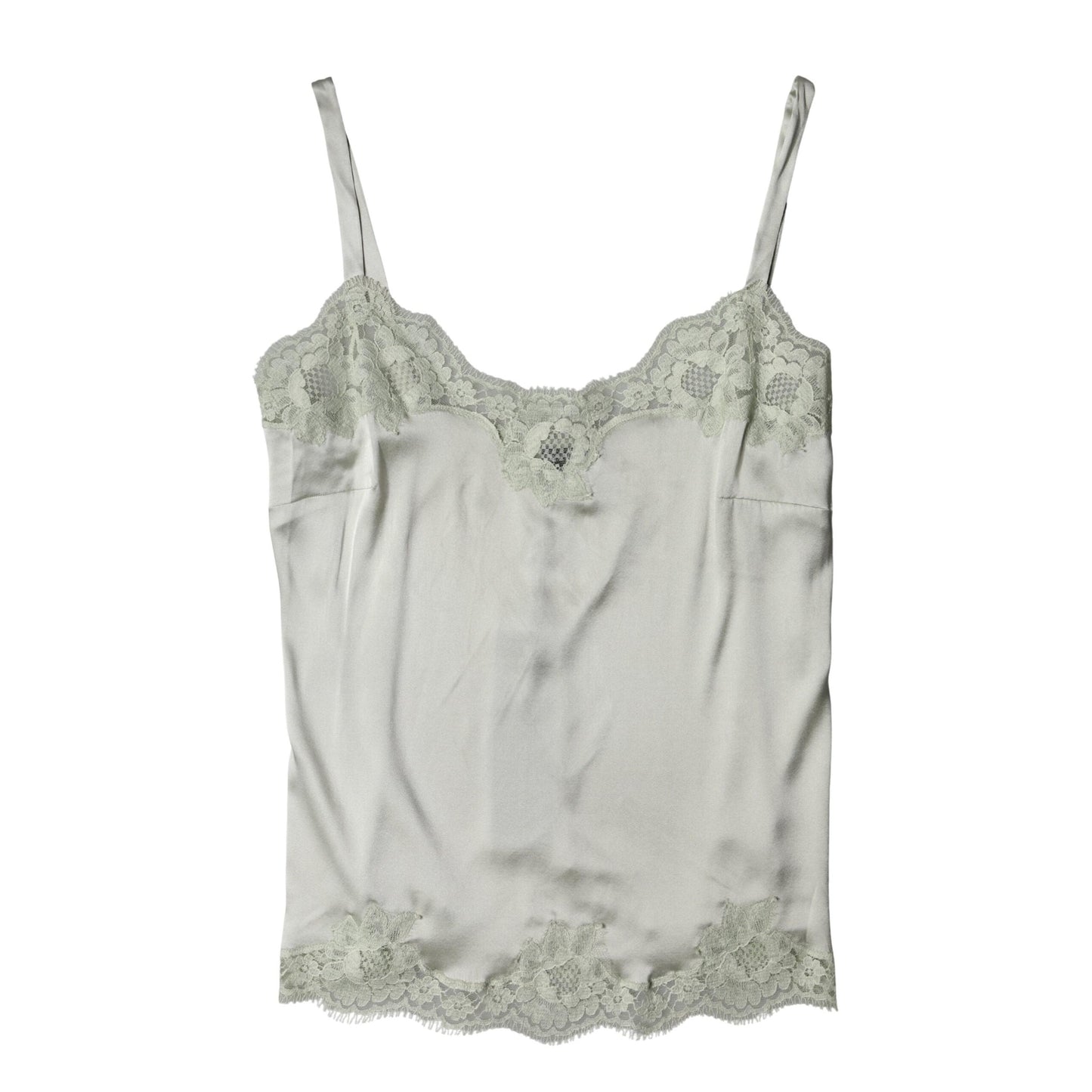 Dolce & Gabbana Light Green Floral Lace Lingerie Top Underwear