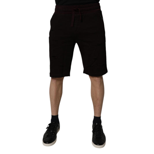 Dolce & Gabbana Maroon Cotton Sweatshorts Men Bermuda Shorts