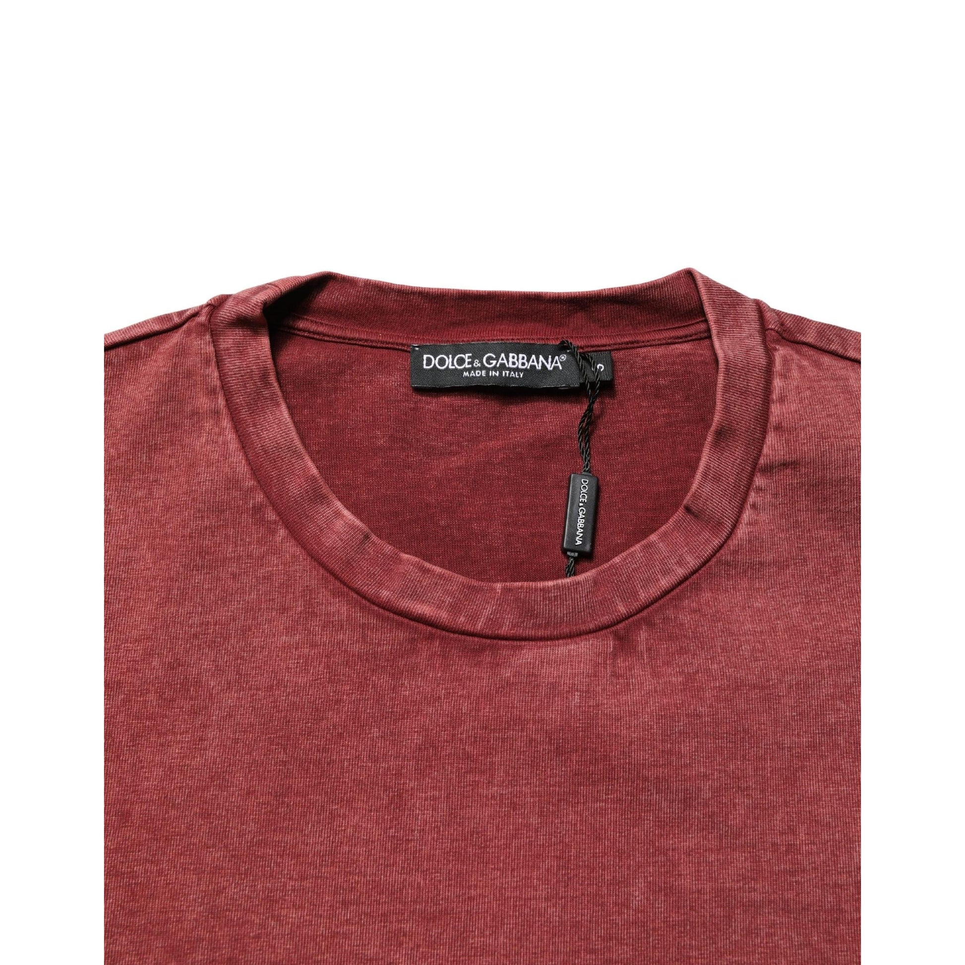 Dolce & Gabbana Maroon Print Round Neck Short Sleeve T-shirt