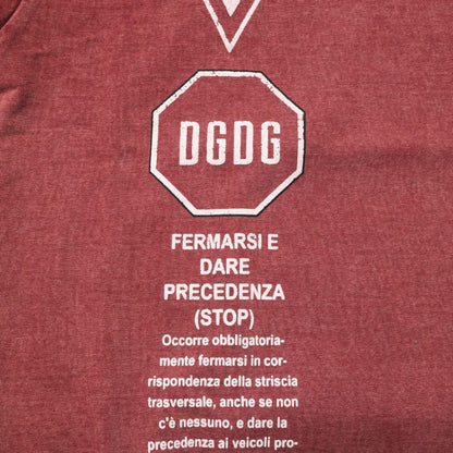Dolce & Gabbana Maroon Print Round Neck Short Sleeve T-shirt