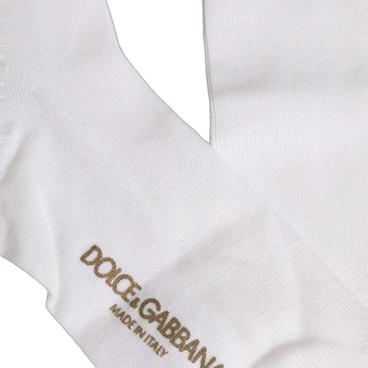 Dolce & Gabbana Men White Viscose Over The Calf Accessory Socks