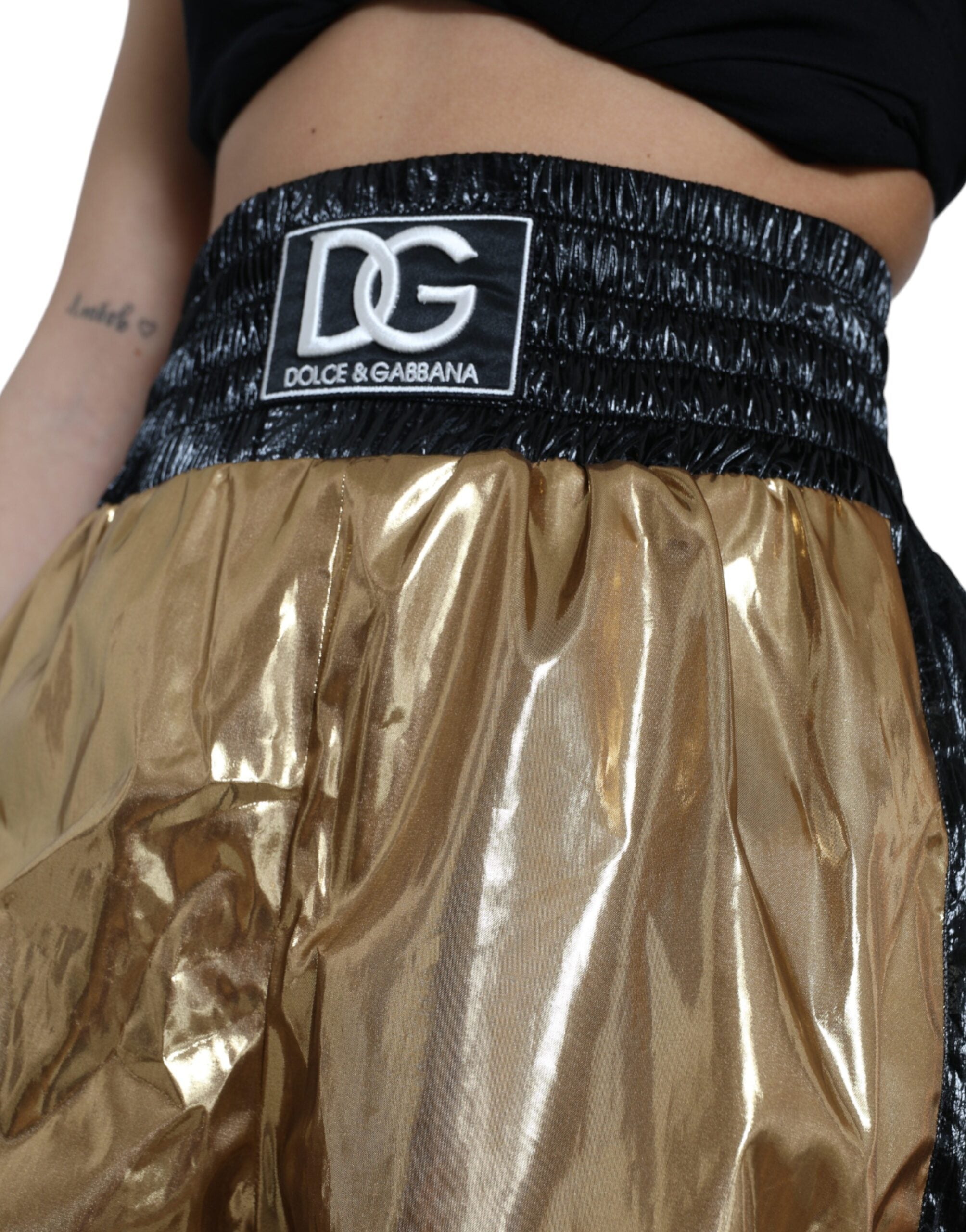 Dolce & Gabbana Metallic Guld Korte Bukse Shorts-Modeoutlet