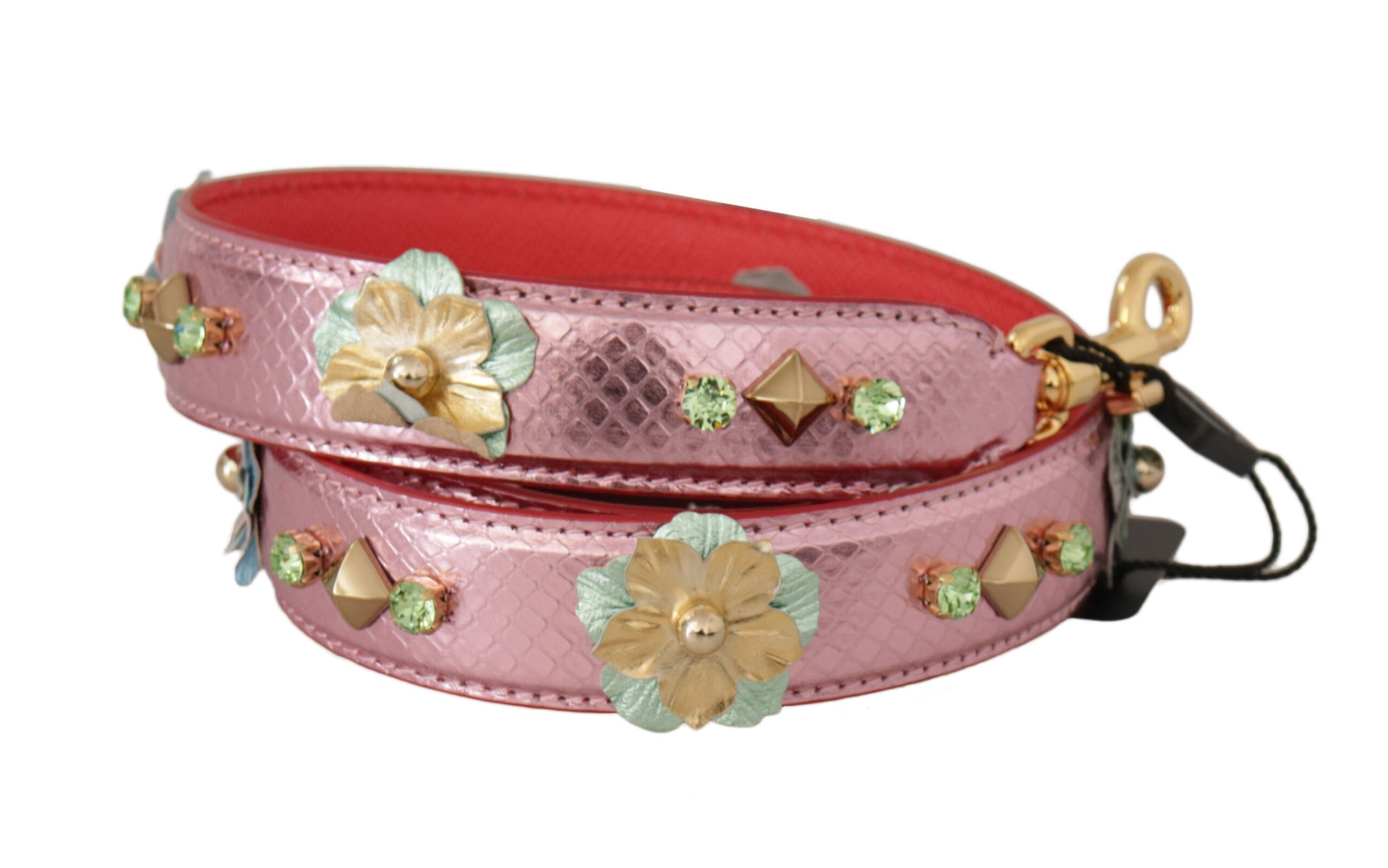 Dolce & Gabbana Metallic Pink Læder Studded Skulder Strap
