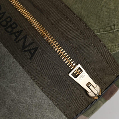 Dolce & Gabbana Military Green Patchwork Rucksack Backpack Bag