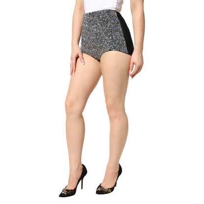 Dolce & Gabbana Multicolor Embellished High Waist Hot Pants Shorts