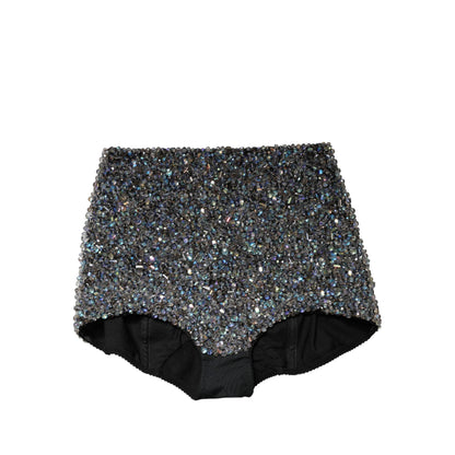 Dolce & Gabbana Multicolor Embellished High Waist Hot Pants Shorts