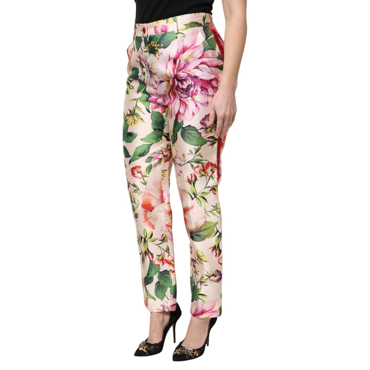 Dolce & Gabbana Multicolor Floral High Waist Straight Pants