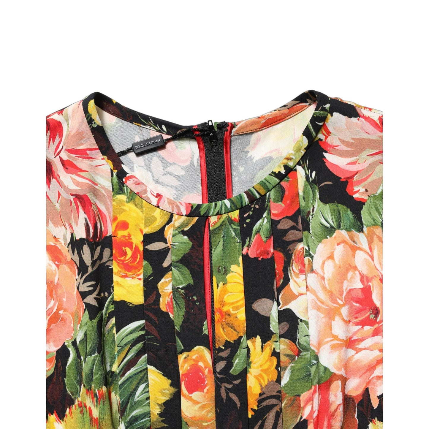 Dolce & Gabbana Multicolor Floral Print LongSleeve Midi Dress
