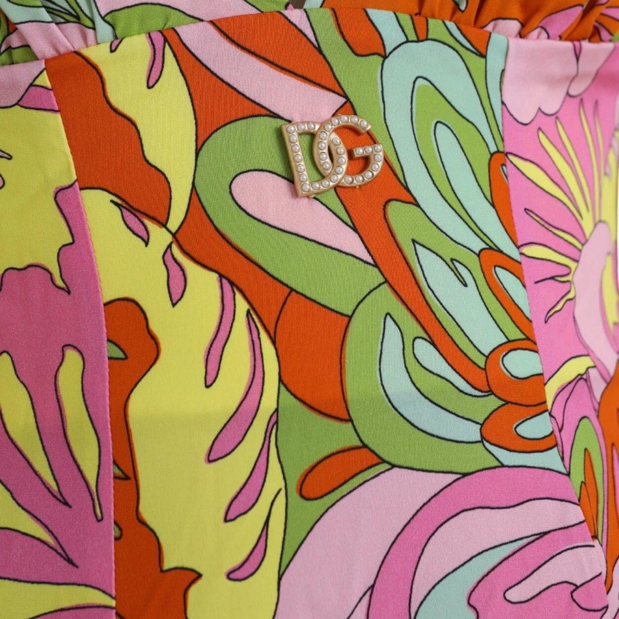 Dolce & Gabbana Multicolor Floral Silk Flared Mini Dress