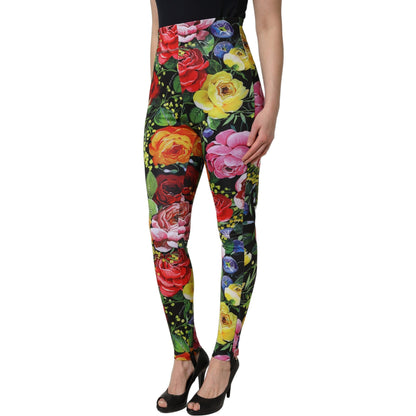 Dolce & Gabbana Multicolor Floral Stretch Jersey Leggings Pants