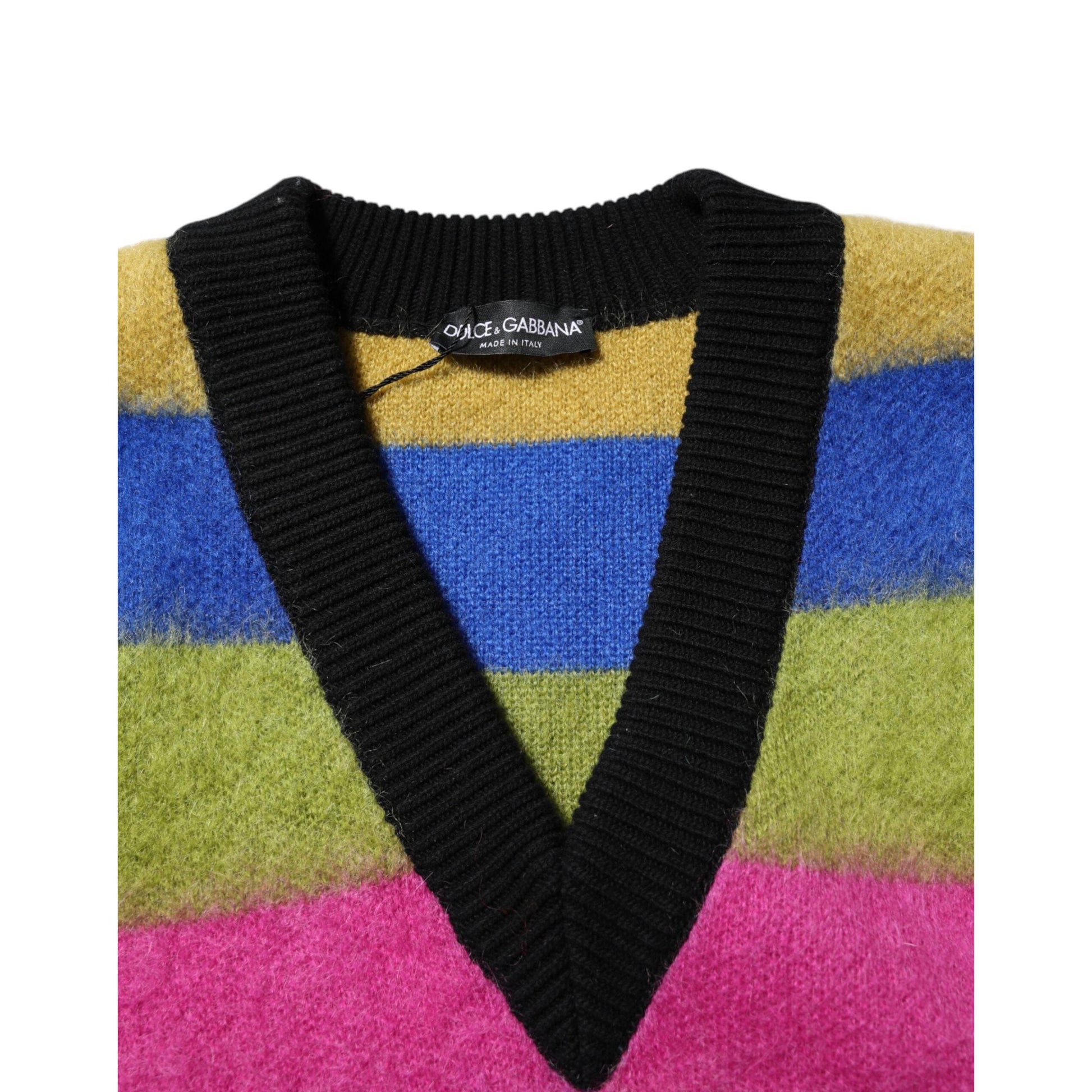 Dolce & Gabbana Multicolor Glitch Design Pullover Sweater