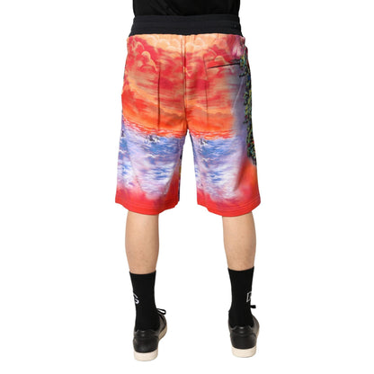 Dolce & Gabbana Multicolor Graphic Print Cotton Bermuda Shorts