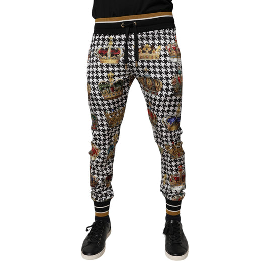 Dolce & Gabbana Multicolor Houndstooth Crown Men Sweatpants Pants