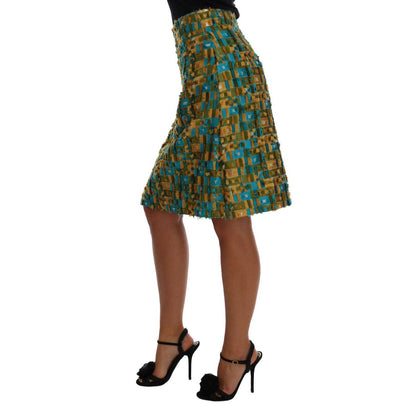 Dolce & Gabbana Multicolor Jacquard Straight Pencil Skirt