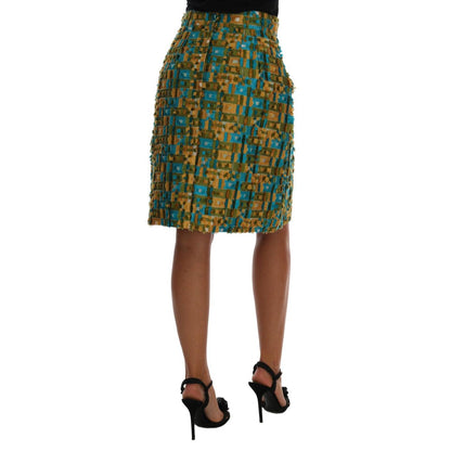 Dolce & Gabbana Multicolor Jacquard Straight Pencil Skirt