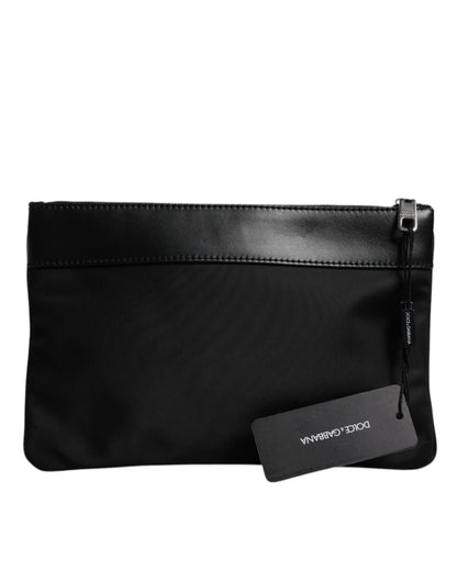 Dolce & Gabbana Multicolor Leopard Jacquard Print Logo Plaque Pouch Bag