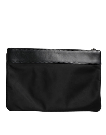 Dolce & Gabbana Multicolor Leopard Jacquard Print Logo Plaque Pouch Bag