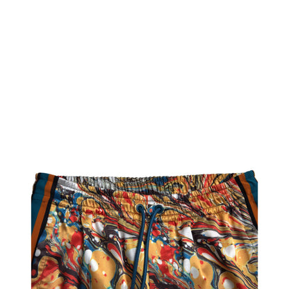Dolce & Gabbana Multicolor Marble Print Satin Pants