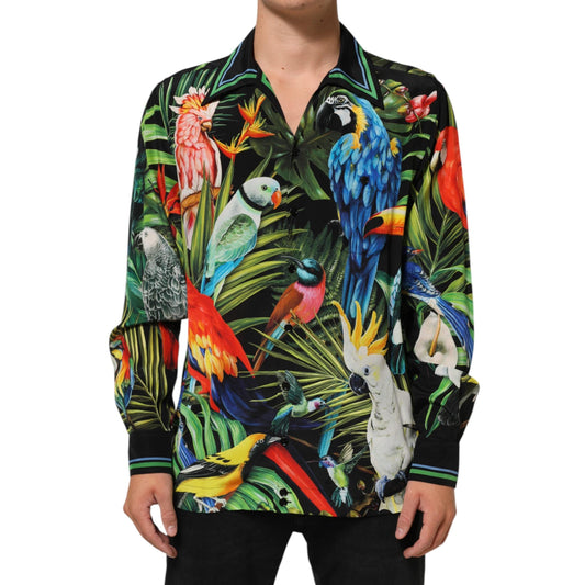 Dolce & Gabbana Multicolor Parrot Print Lounge Casual Shirt