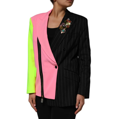 Dolce & Gabbana Multicolor Patchwork Embellished Coat Jacket
