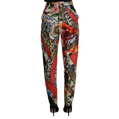 Dolce & Gabbana Multicolor Patchwork Jacquard High Waist Pants