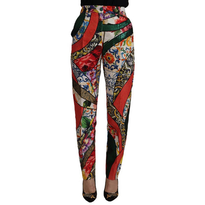Dolce & Gabbana Multicolor Patchwork Jacquard High Waist Pants