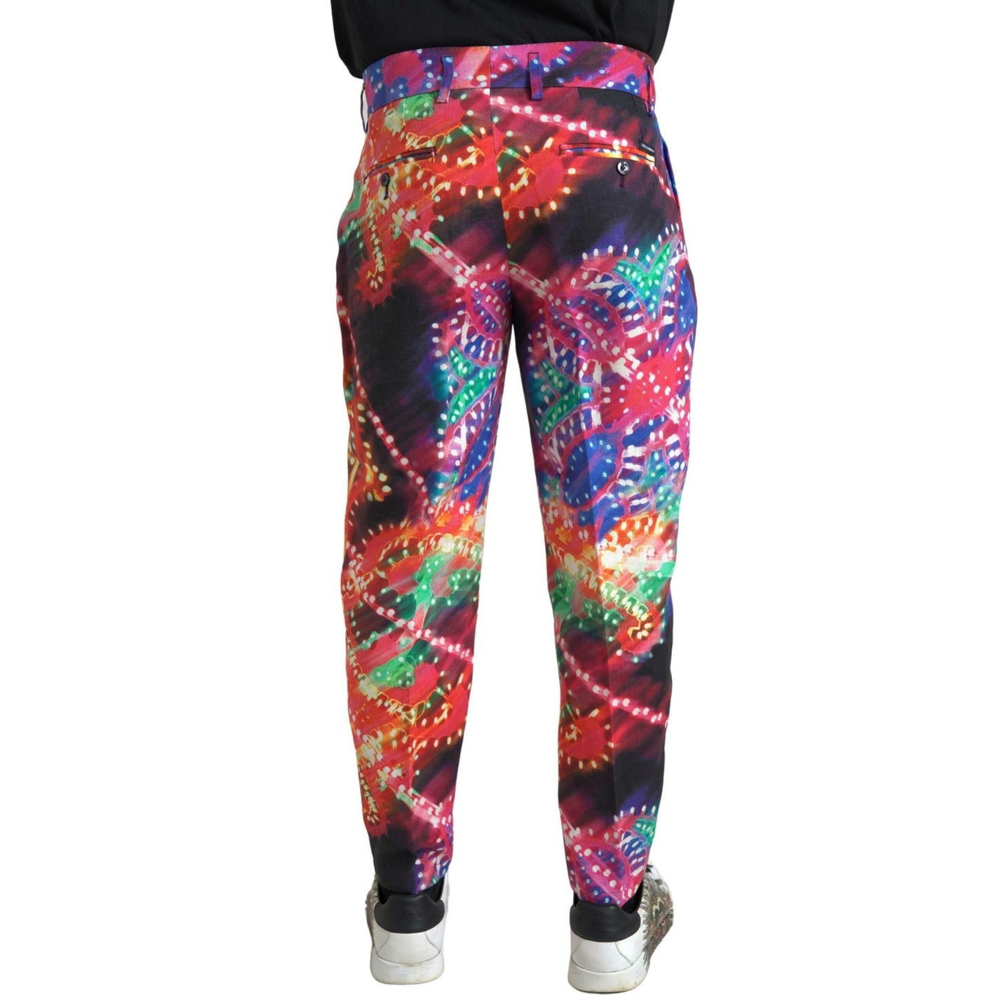Dolce & Gabbana Multicolor Printed Linen Men Trouser Pants