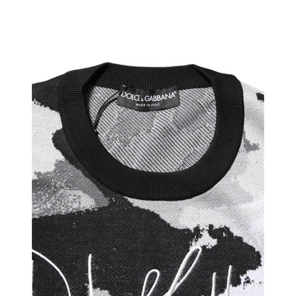 Dolce & Gabbana Multicolor Silk Camouflage Pullover Sweater