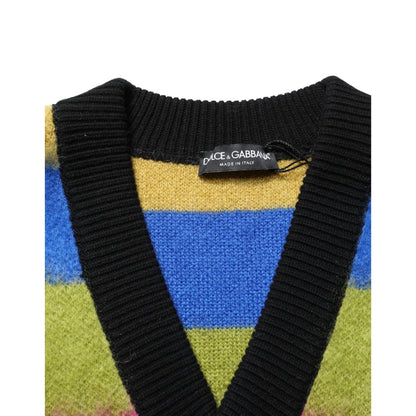 Dolce & Gabbana Multicolor Stripes V-neck Pullover Sweater